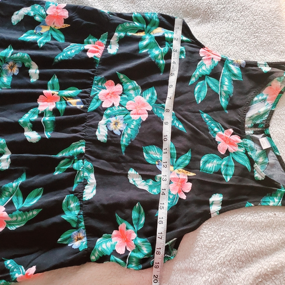 OLD NAVY Black/Pink Tropical Floral Sleeveless Tank Midi Dress L Summer Vaca‎ - Picture 8 of 8